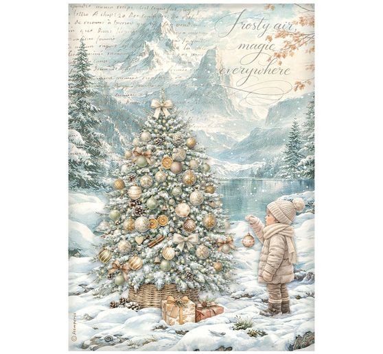 Stamperia Motiv-Strohseiden Sortiment "White Christmas", DIN A4 , 6er-Set