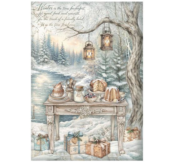 Stamperia Motiv-Strohseiden Sortiment "White Christmas", DIN A4 , 6er-Set