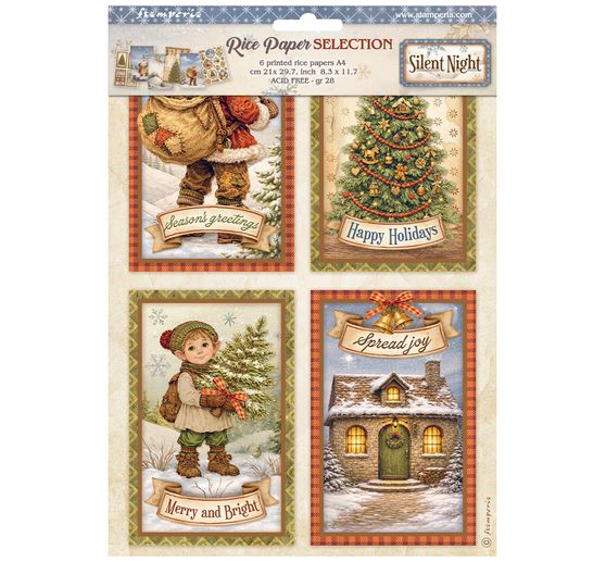 Stamperia Motiv-Strohseiden Sortiment "Silent Night", DIN A4, 6er-Set