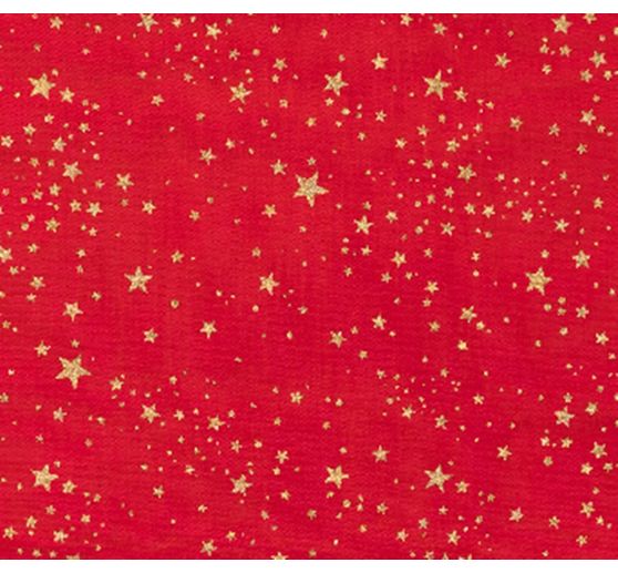 Baumwoll-Stoff Popeline Hot-Foil "Kleine Sterne-Rot"