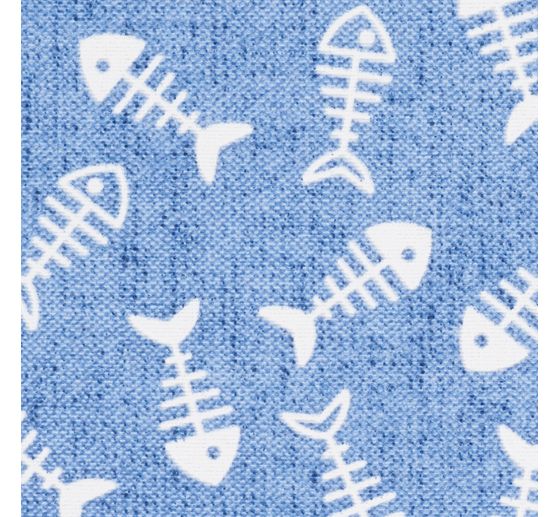 Patterned fabric in linen look "Fish skeletons"