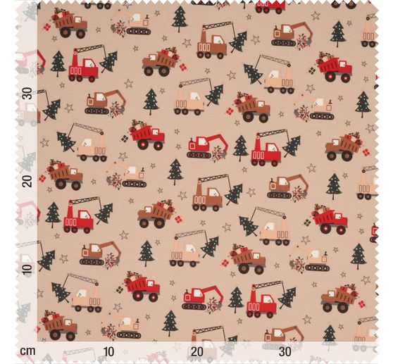 Jersey fabric "Trucks and Trees"