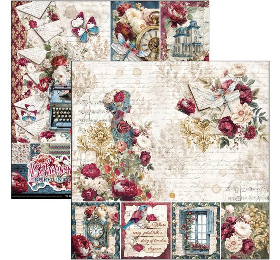 Ciao Bella Scrapbook-Papier "Bohemian Burgundy"