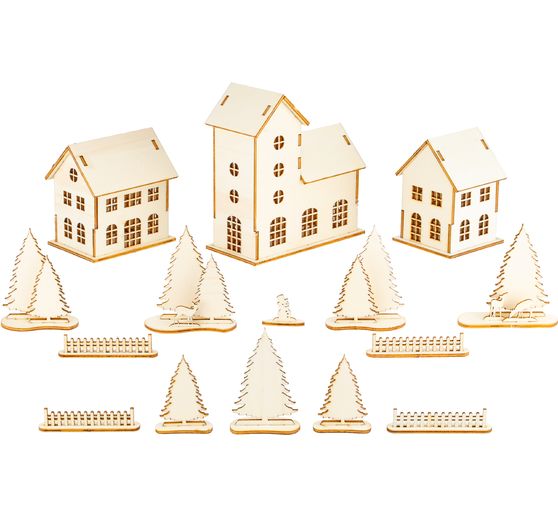 Wooden building kit "Winter Village"