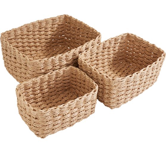 VBS Woven basket, rectangular, set of 3