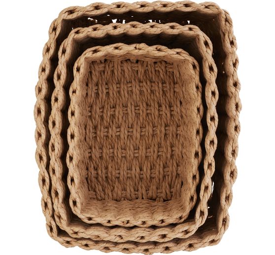 VBS Woven basket, rectangular, set of 3