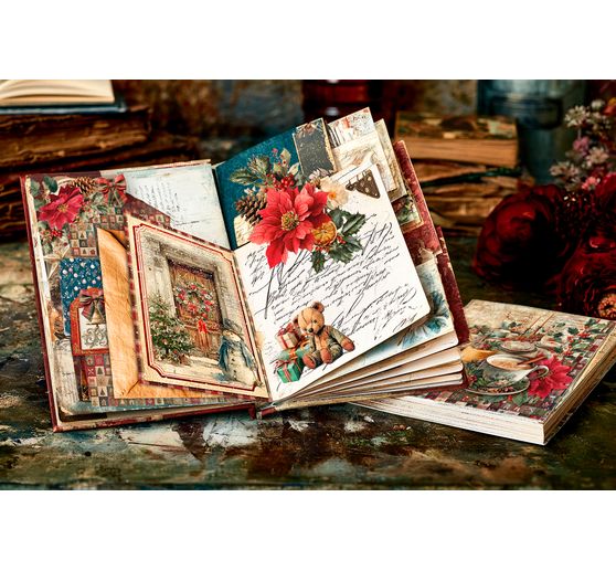 Ciao Bella motif straw silk "Merry & Bright - Floral Wreaths"