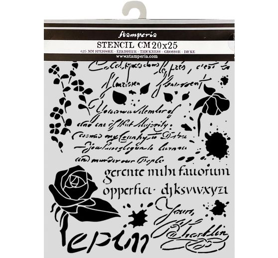 Stamperia Stencil "Flowers and Poems - Latin Inspirations", 20 x 25 cm