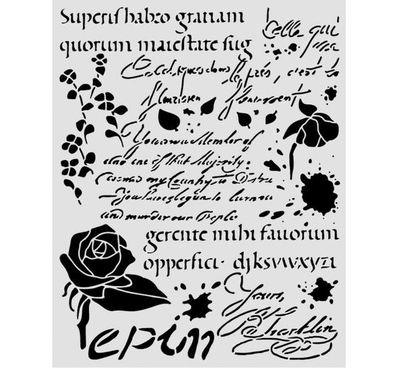 Stamperia Stencil "Flowers and Poems - Latin Inspirations", 20 x 25 cm