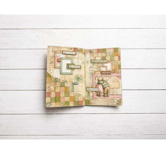Stamperia Motif straw silk backgrounds "Cozy Family", DIN A6, set of 8