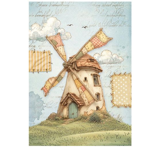 Stamperia Motif straw silk assortment "Cozy Family", DIN A6, set of 8