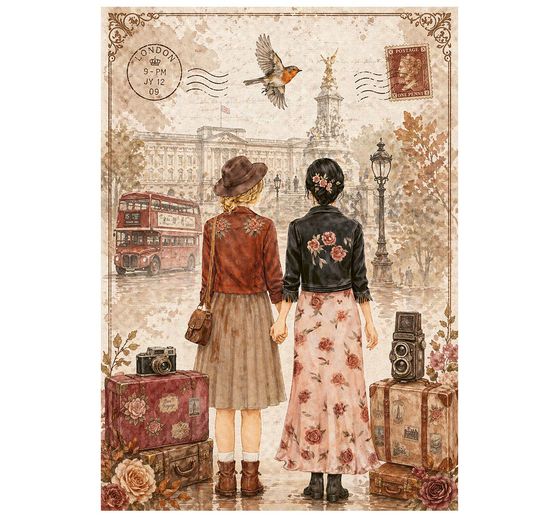 Stamperia Motif straw silk assortment "Our Way", DIN A6, set of 8
