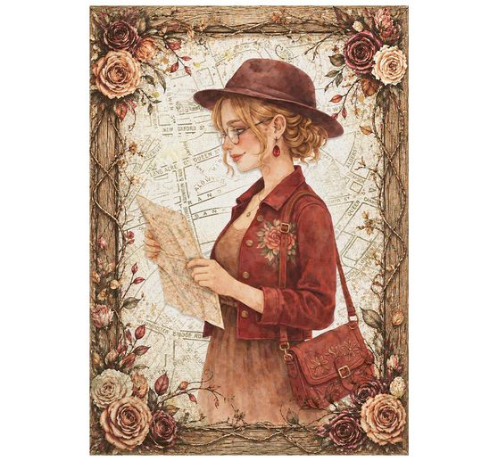Stamperia Motif straw silk assortment "Our Way", DIN A6, set of 8