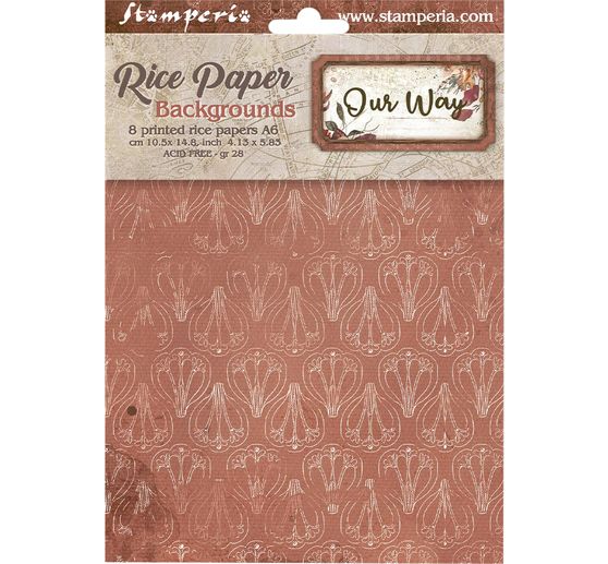 Stamperia Motif straw silk backgrounds "Our Way", DIN A6, set of 8