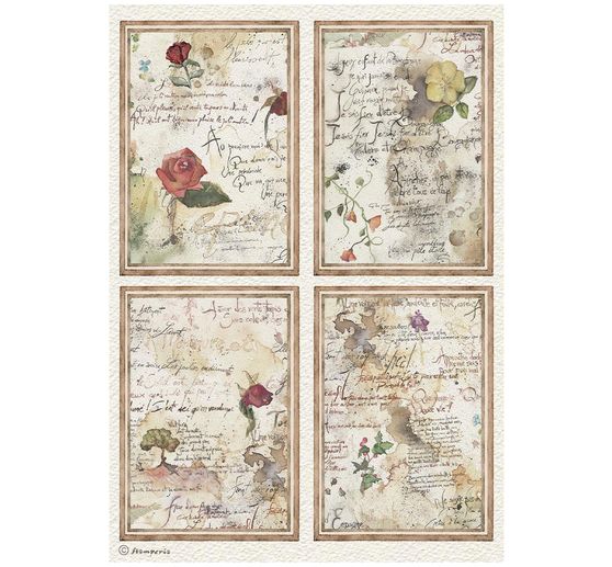 Stamperia Motif straw silk assortment "Flowers and Poems", DIN A4, set of 6