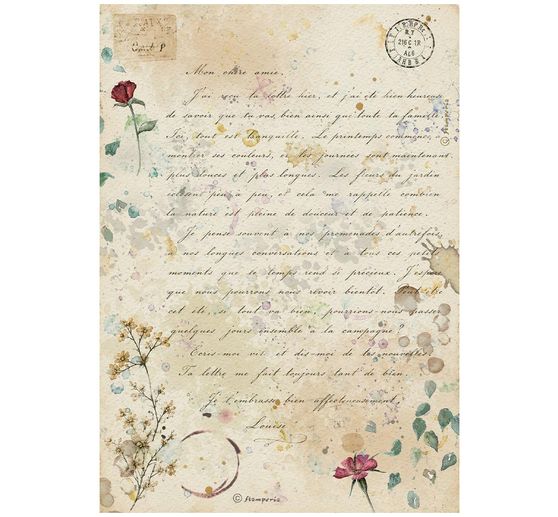 Stamperia Motif straw silk assortment "Flowers and Poems", DIN A4, set of 6