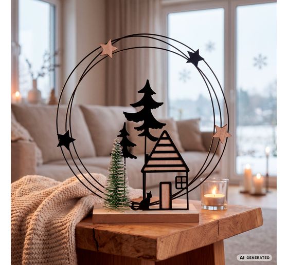 VBS Deko-Metallring "Winterwald mit Haus"