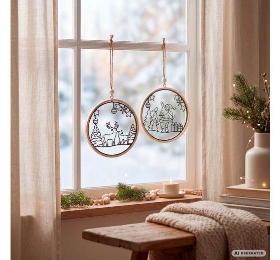 VBS Decorative ring with metal motif &ldquo;Santa & deer&rdquo;