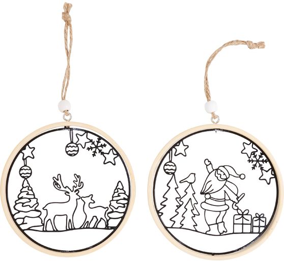 VBS Decorative ring with metal motif &ldquo;Santa & deer&rdquo;