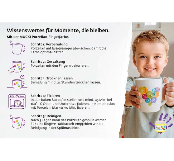 MUCKI Porzellan-Fingerfarben-Set, 2 x 50 ml