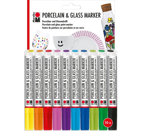 Marabu Porcelain & Glass marker Set, 10 x 3 mm