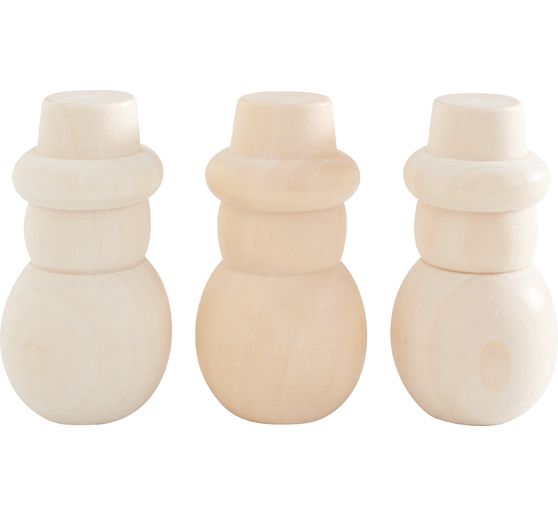 VBS Wooden snowmen, 3 pieces