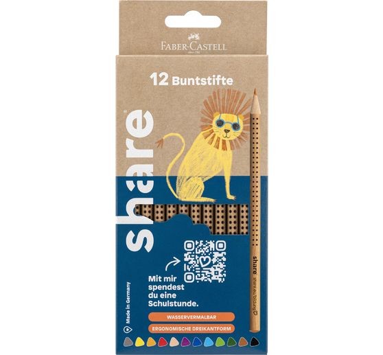 share Buntstift, wasservermalbar, 12 Farben