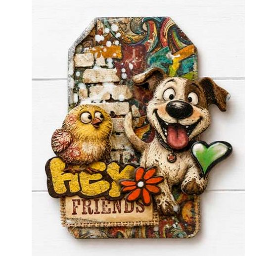 Stamperia Schablone "Furry Friends 2 - Cool Street Bricks", 12 x 25 cm