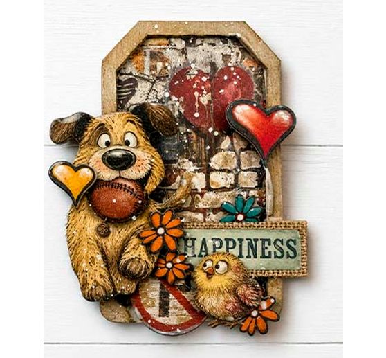 Stamperia Schablone "Furry Friends 2 - Cool Street Bricks", 12 x 25 cm