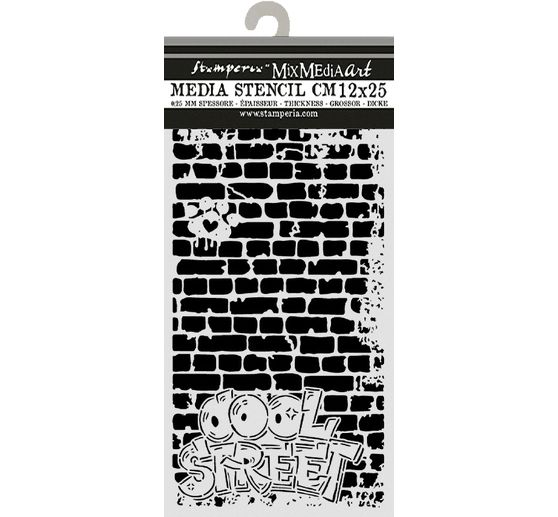 Stamperia Schablone "Furry Friends 2 - Cool Street Bricks", 12 x 25 cm