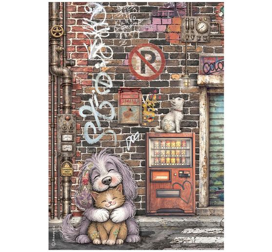 Stamperia Motiv-Strohseiden Sortiment "Furry Friends 2", DIN A4 , 6er-Set