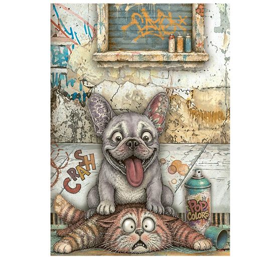 Stamperia Motiv-Strohseiden Sortiment "Furry Friends 2", DIN A6, 8er Set