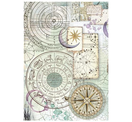 Stamperia Motiv-Strohseide Backgrounds "Cosmos", DIN A6, 8er Set