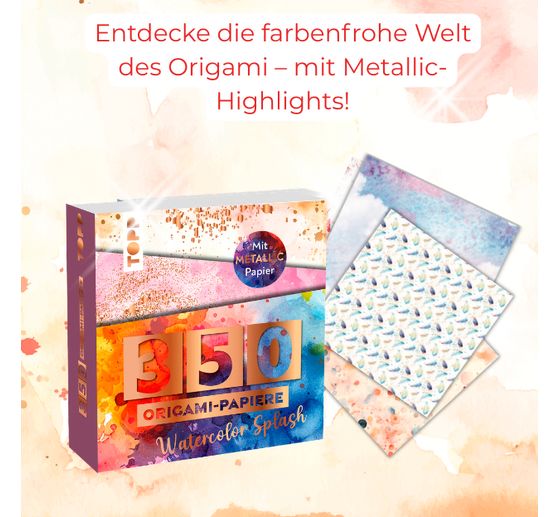 350 Origami-Papiere "Watercolor Splash"