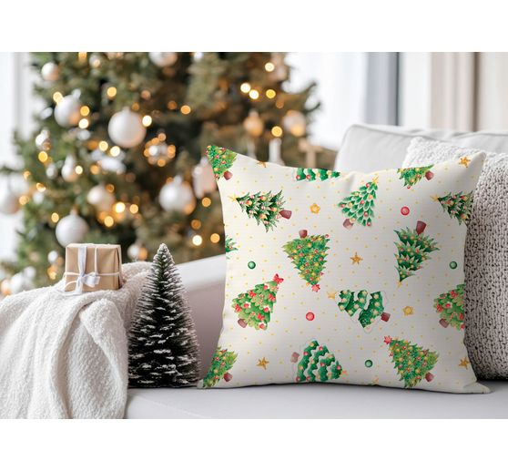 Motif fabric linen look "O Christmas Tree"