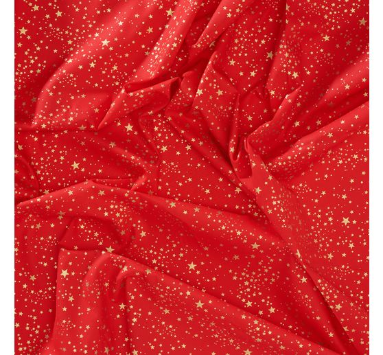 Baumwoll-Stoff Popeline Hot-Foil "Kleine Sterne-Rot"