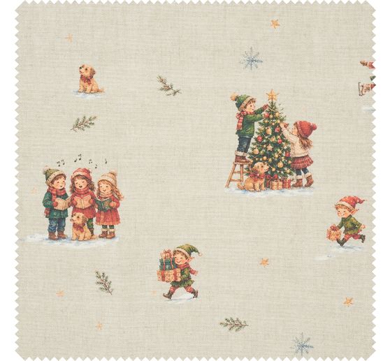 Baumwoll-Stoff "Weihnachtskinder Nostalgie", Acryl beschichtet