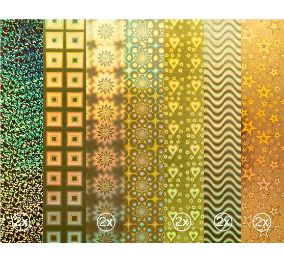 Spiegelkarton "Golden Holographic Mix", A4, 12 Blatt