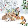 Serviette "Tierfütterung im Winterwald"