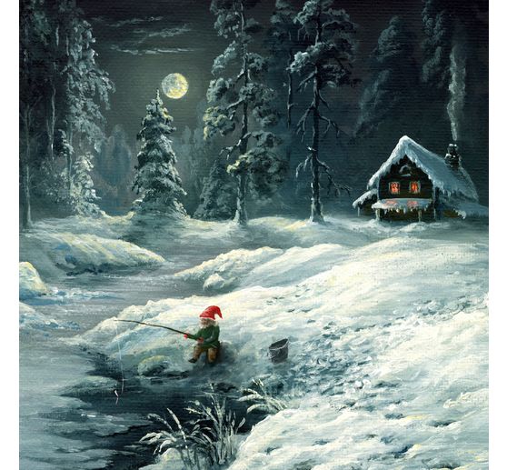Serviette "Winternacht in Wald"