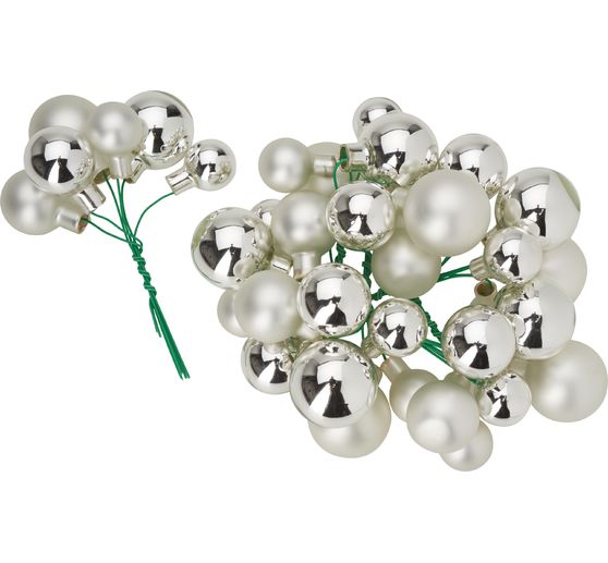Christmas balls made of glass on wire, 36 pieces, Ø 20 / 25 / 30 mm