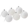 Christmas balls made of plastic, 6 pieces White