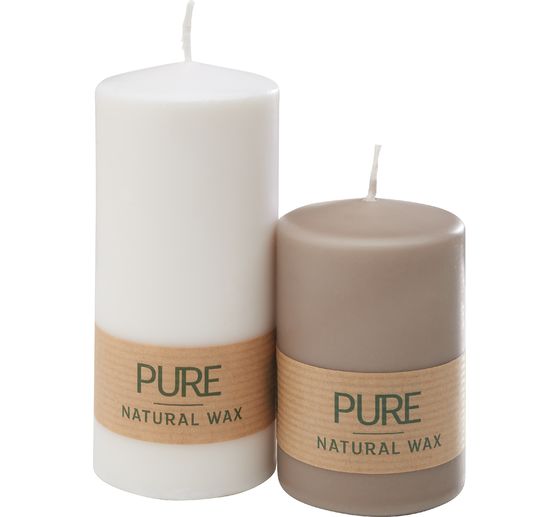 Stumpenkerze "Pure Natural Wax", Ø 6 x 13 cm