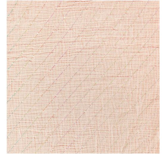 Crinkle muslin cotton fabric with hot-foil effect "Stripes"