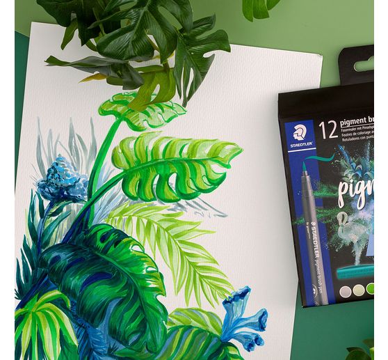 STAEDTLER Pigment brush pen, 12er-Set