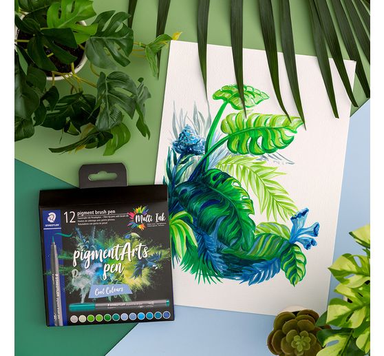 STAEDTLER Pigment brush pen, 12er-Set