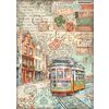 Motiv-Strohseide "Art of Travelling" Tram