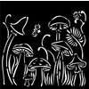 Stencil "Hidden Grove", 12 x 12 cm Mushrooms
