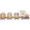 Miniatur Holz-Eisenbahn, mit 3 Geschenke-Waggons Natur/Weiß