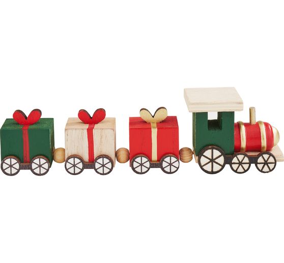 Miniatur Holz-Eisenbahn, mit 3 Geschenke-Waggons